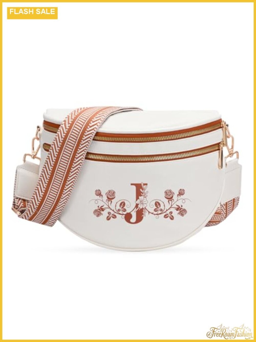 Initial Faux Leather Crossbody Sling Bag Spacious Bum Bag for Women